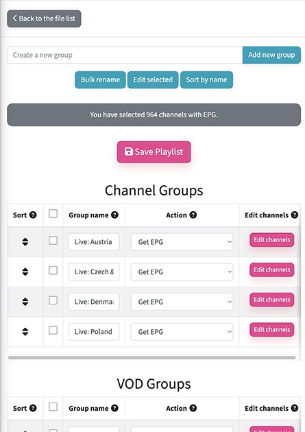EPG editor adaped to tablets